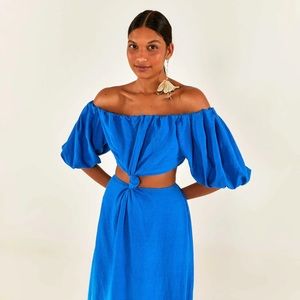 Farm Rio Blue Knot Midi Dress size M